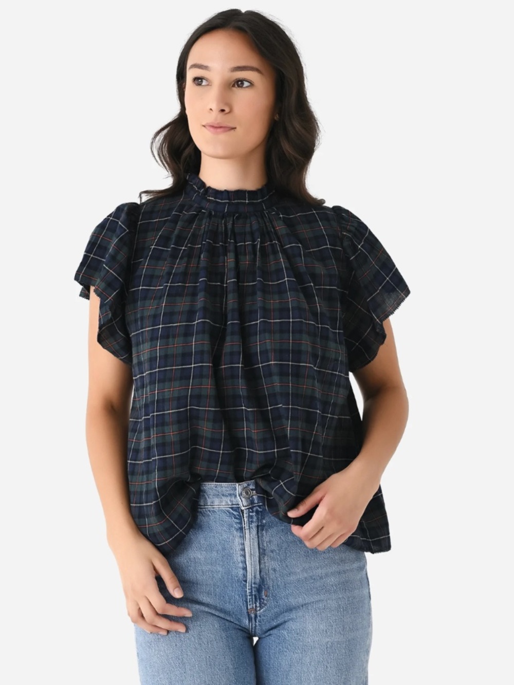 Trovata Birds of Paradis "Carla" Plaid 100% Cotton Blouse, M